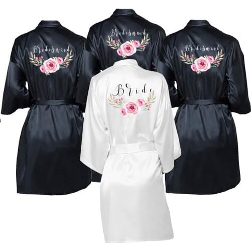 Custom Flower shape Bride Bridesmaid Kimono Bathrobe Dress Sexy Customized Bathwear Sleep Nightshirt Sleepwear Wedding Robes