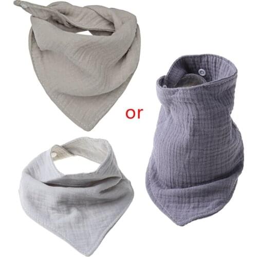 Baby Infant Cotton Bib Newborn Solid Color Triangle Scarf Feeding Saliva Towel K1KC