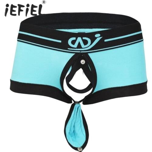 IEFiEL Sexy Mens Boxers Shorts Silk Wetlook Slim Cut Elephant Jockstraps Underwear Underpants Gay Men Lingerie Panties