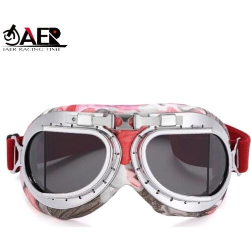 JAER Retro Motorbike Helmet Goggles Glasses Jet Vintage Moto Classical Motorcycle Pilot Goggles Bike UV Protection ATV