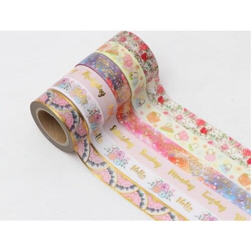 Rose Diamonds Foil washi tape 15mm*10m masking tapes for diary album scrapbooking decoration Stationery