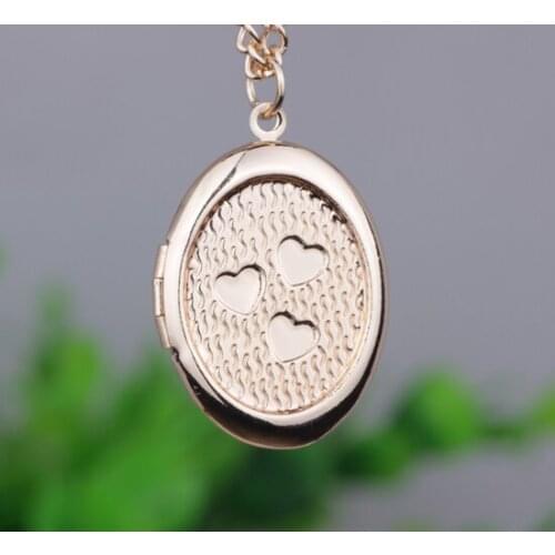 N108 Fashion Heart-shaped oval locket jewelry hearts pendant locket necklace