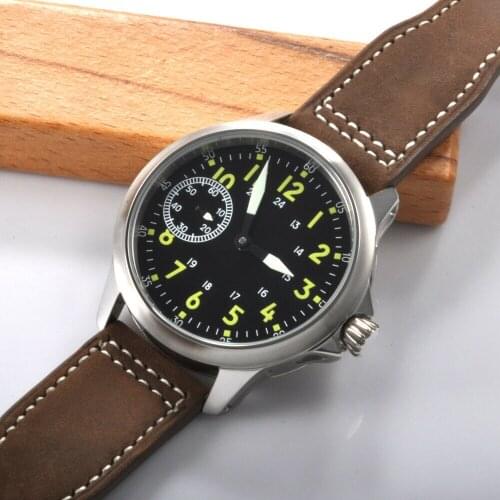 45mm Mens Hand Winding Wristwatches 3600 Movement Mechanical Watch 6497 Luminous Dial Hands Sapphire Glass Silver 316 Steel Case