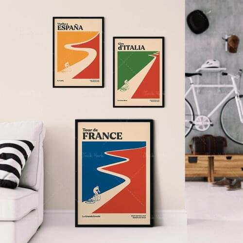 Grand Tour Wall Art - SET OF 3 - Tour de France - Vuelta a España - Giro d'italia | Minimalist Cycling Poster Set