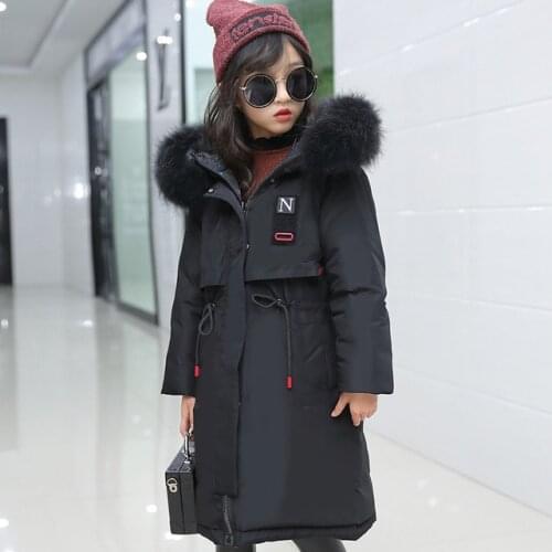 Super Thick Winter Jacket Coats Reversible Girls Fur Hooded Russian Girls Winter Coat Children Jacket Down Parkas Long Overcoat