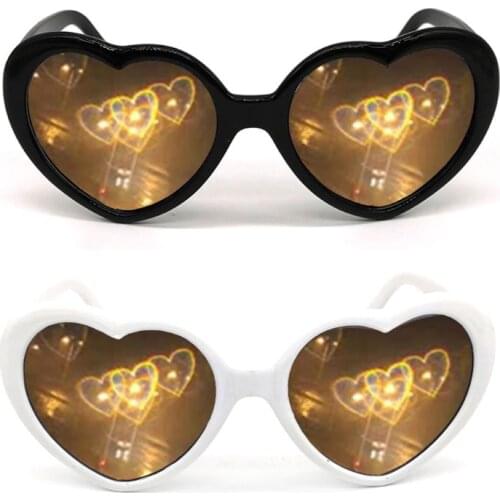 2 Color Heart Effect Diffraction Glasses Peach Heart Special Effects Eyeglasses F3MF