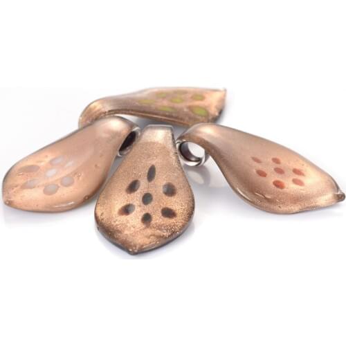 Handmade Murano Gold Sand Lampwork Glass 4 Color Plum blossom Flower Leaf Pendant Fit Necklace For Women Party Gift Free cord