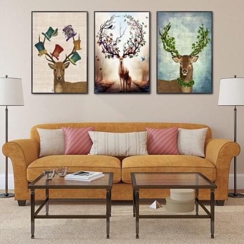Posters and Prints Canvas Painting Deer Wall Pictures for Living Room Decorative Pictures Home Decor Oil Painting