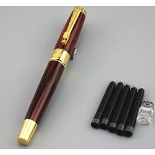 Male female DKW red fountain pen High quality metal pens business gift father gift luxury with 5pcs ink sac 038