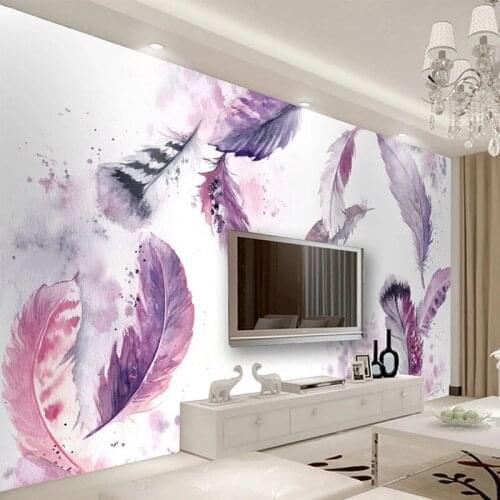 Custom Self-Adhesive Waterproof Mural Wallpaper 3D Hand Painted Feathers Abstract Art Fresco Living Room TV Bedroom Wall Sticker