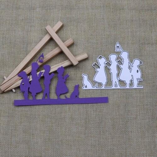 Family Reads with Lantern Dog Metal Cutting Dies for DIY Scrapbooking Album Paper Cards Decorative Crafts Embossing Die Cuts