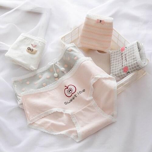 Cute Women Underwear Panties Bow Candy Color Girls Panties Cute Cozy Breathable Soft All Cotton Panty NK9