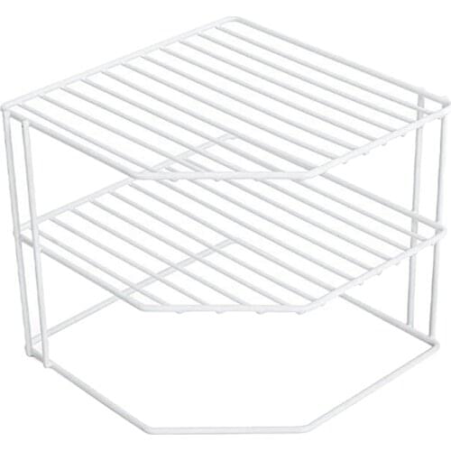 3-Tier Kitchen Corner Shelf Rack-Metal Frame-Rust Resistant Finish-Cups, Dishes, Cabinet & Pantry Organization-Kitchen (9 x 8 In