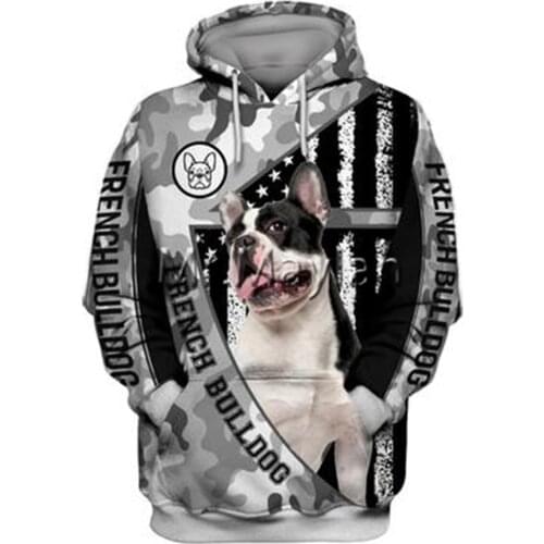Personality Fashion Animal French Bulldog 3D Printed Graphic Hoodie Men/Women Zip Hooded Streetwear Oversized Sweatshirt 5XL-333