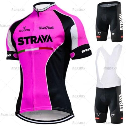 STRAVA Women Bicycle Jersey Set Breathable Cycling Bib Set Short Sleeve MTB Bike Uniform 2021 Females' Mountain Bike Clothes