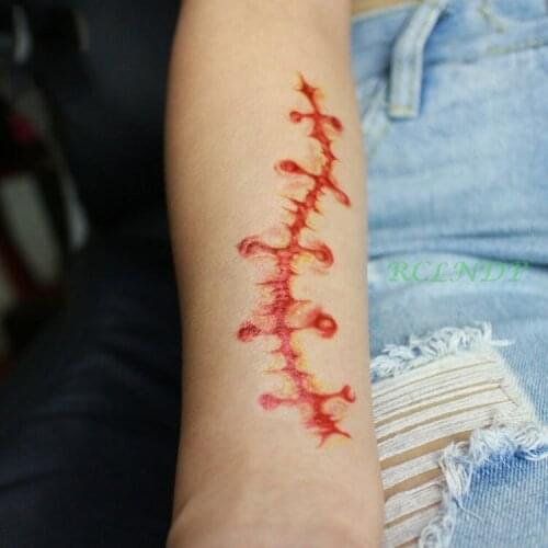 Waterproof Temporary Tattoo Sticker 3D Halloween mouth blade hand skull ghost wound tatto stickers flash tatoo fake tattoos 7