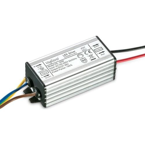Vogliovoi LED Transformer 50W DC27-36V 600ma AC110-240V Aluminum Waterproof For Floodlight HighBay Blub DIY