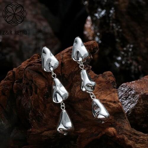 Silver Color Earrings for Women 2021 Costume Jewelry Geometric Wholesale Hanging Drop Suspension Pendientes Brincos Accessories