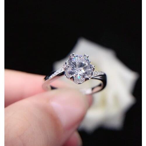 Florid 1Ct 6.5mm D VVS1 Moissanite Diamond Engagement Ring Solid 14K White Gold Jewelry for Women AU585 Wedding Ring