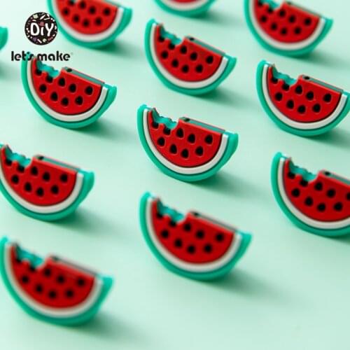 Lets Make Baby Teether Watermelon Wholesale 10/20/50pcs Silicone Beads Rodent Teething Toy BPA Free DIY Necklace Pacifier Chain