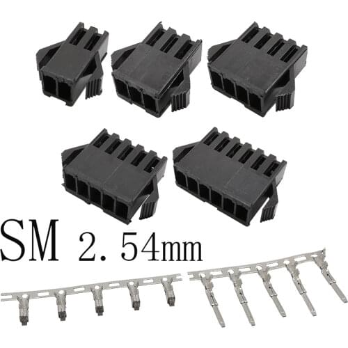 10Set/lot Pitch 2.54mm JST SM Connector 2P 3P 4P 5P 6P 7Pin 8 Pin Female Jack and Male Plug Housing Shell+Terminal Connectors