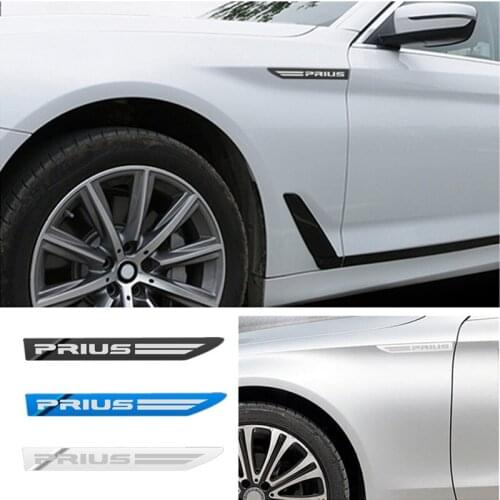 2PCS Stainless Steel Side Wing Badge Emblem Fender for Toyota Prius Accessories Car Styling