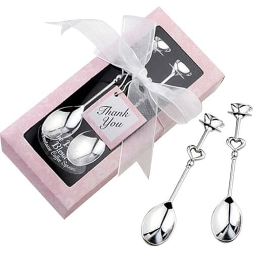 2019 Souvenir Wedding Souvenir 1 set Wedding Souvenirs Love Drink Tea Coffee Spoon Bridal Shower Wedding Gift for Guests Wedding