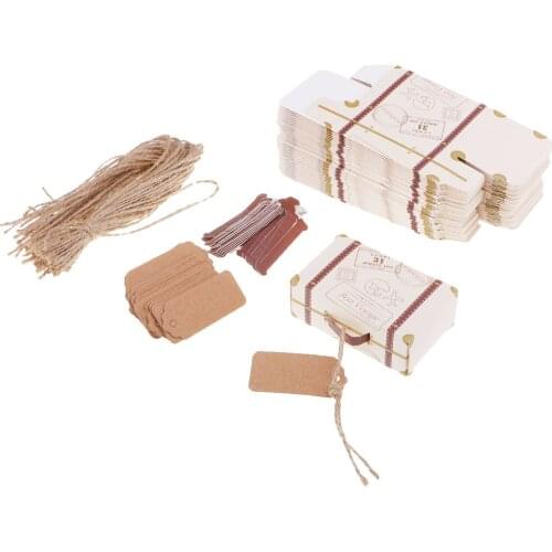 50Pcs Suitcase Kraft Paper Brown Candy Box Gift Wedding Party Favour Supplies Box