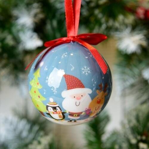 6pcs Christmas Tree Ornaments Mulitcolor Christmas Ball Santa Claus Deer Santa Ball Ornaments Free Shipping