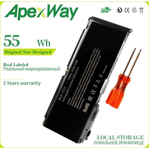 Apexway 55wh 10.95v laptop battery A1331 for Apple MacBook Pro 15" Pro 17"+Screwdriver A1342 MC207 MC516 M661-5391