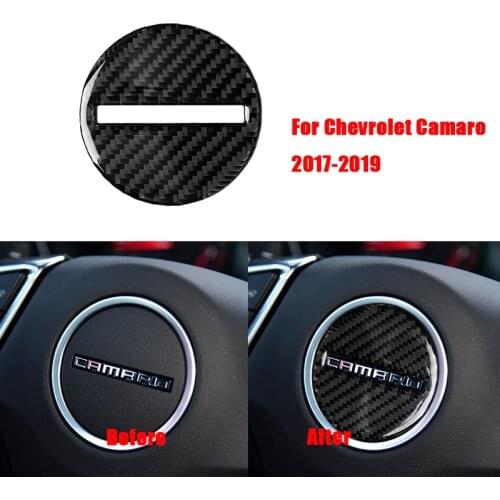 For Chevrolet Camaro 2016 2017 2018 2019 Carbon Fiber Car Accessories For Camaro Decoration Interior Steering Wheel Sticker Trim