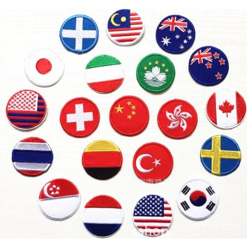 Countries Flags Full Embroidered Patches for Clothes Iron on Clothing US Germany Italy France Appliques Stripes Badge Sticker