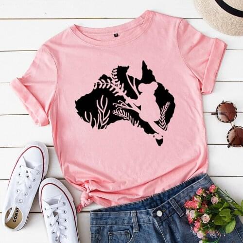 Save The Koalas Print T-shirt Australian Map Tshirts Oversized Short Sleeve Unisex Woman Shirts Cotton Aesthetic Tee Tops Female