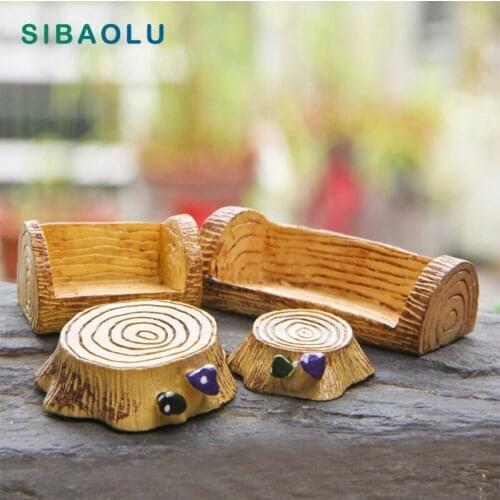 Simulation Wooden Stump Miniature Figurine DIY Accessories Doll Baby building home Decoration Simulation plastic Play house toys