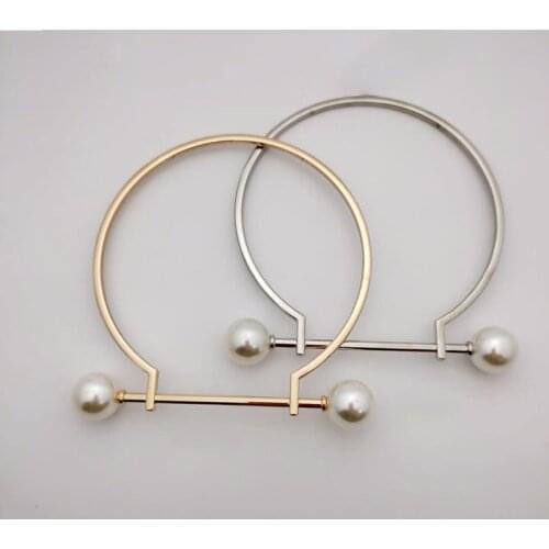 Imitate Pearl Metal Bag Handle Replacement DIY Shoulder Bags Making Handbag Handles For Bags Hot Sale Bag Handles Accessories