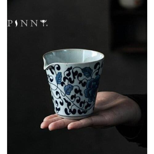 PINNY 200ML Blue And White Porcelain Cha Hai Ceramic Heat Resistant Drinkware Chinese Kung Fu Tea Service Evenly Divide Tea Cup