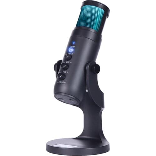 USB Condenser Microphone Tabletop Desktop RGB Microphone with Stand Computer PC Plug &Play Microphone for Podcast Recording Live