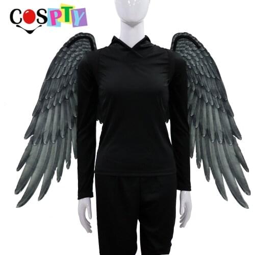 Cospty Halloween Adult Girl Angel Cosplay Devil Costume Demon Dress Big Large Black Wings