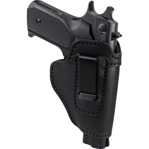 Leather IWB Concealed Carry Gun Holster for Glock 17, 19, 21, 23, 26, S&W M&P S&W Shield Pistols Clip Case Right Hand