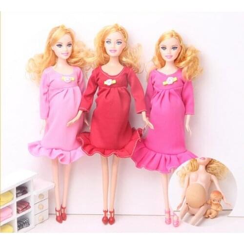 2018 1/6 doll Educational Real pregnant doll suits mom doll 30cm have a baby for barbi in her tummy for Girls Toys Best