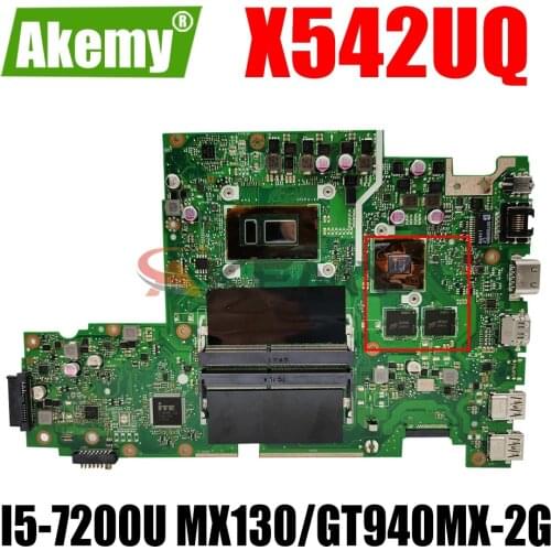 AKEMY X542UQ LaptopMotherboard For ASUS VivoBook X542UF X542UR X542U FL8000U V587UN Original Mainboard I5-7200U MX130/GT940MX-2G