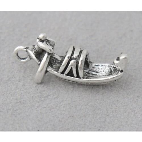 RAINXTAR Fashion Antique Silver Color Alloy Camp Boat Charms 10*24mm 50pcs AAC1539