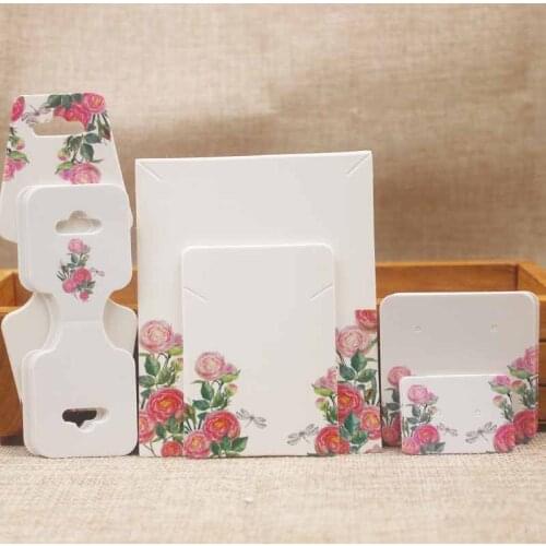 Flower series Jewelry set package cards necklace earring/bracelet/hair ornaments display card jewelry pendant/charm card 100pcs