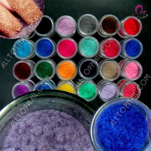New arrived 24 Colors Top Quantity Nylon Villi sparkles Velvet Nail Powder Nail Art Wholesale