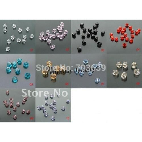 Wholesale 500pcs 6mm Rhombus Faceted Crystal DIY Beads Free Shipping(10 Colors)