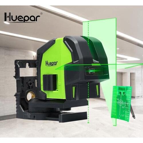 Huepar Cross Line Laser Level with 2 Plumb Dots Professional Green Self-Leveling