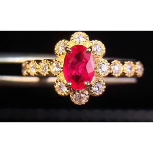 Ruby ring Free shipping Natural and real ruby 925 sterling silver Fine jewelry 4*6mm Gen