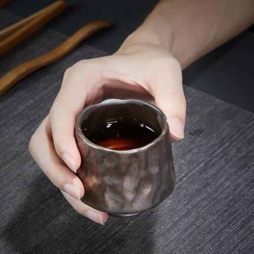Handmade Kiln Baked Tea Cup Gilt Ceramic Master Cup Vintage Coarse Pottery Kung Fu Tea Set Tea Single Cup Tea Cup Set