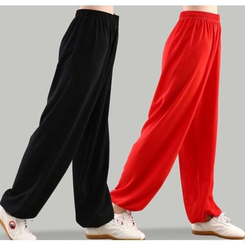 Unisex high quality tai chi taiji trousers kung fu martial arts Yoga Harem sport pants red/black/rose