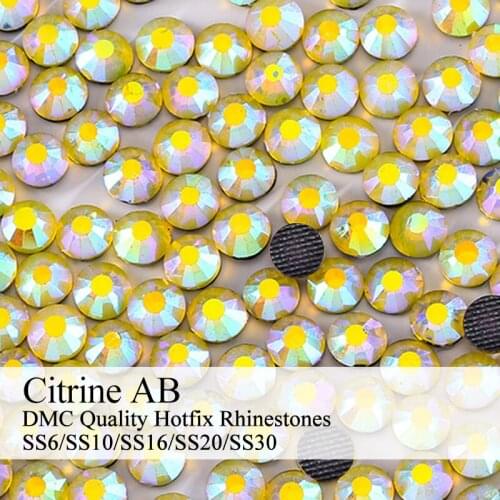 Polaris SS6-SS30 Machine Cut Citrine AB Strass DMC Hotfix Rhinestones For Garment Accessories